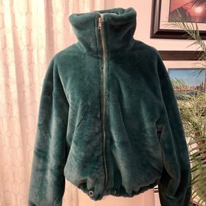 Green Faux Fur Bomber